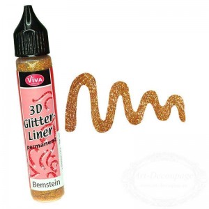 Контур универсальный 3D Liner Glitter, цвет 202 янтарь блёстки, Viva Decor, 28 мл